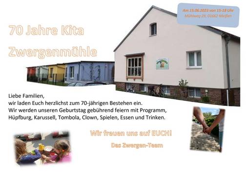 Plakat 70-Jahr-Feier KiTa Zwergenmühle