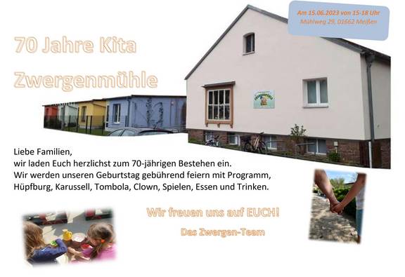 Plakat 70-Jahr-Feier KiTa Zwergenmühle